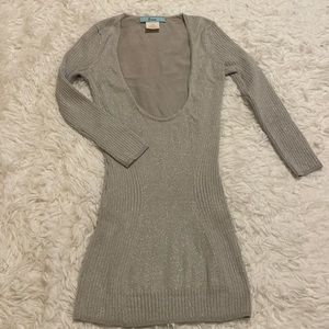 Marciano silver lurex scoop neck sweater size xs